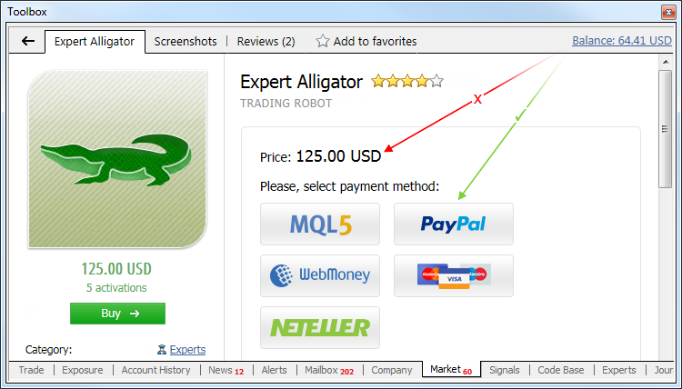 Top-up your MQL5.com-account directly form MetaTrader 4