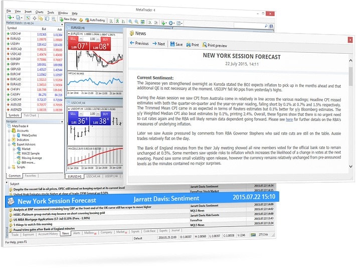 O feed de notícias financeiras na MetaTrader 4 será o seu guia pessoal no mundo das tendências financeiras.