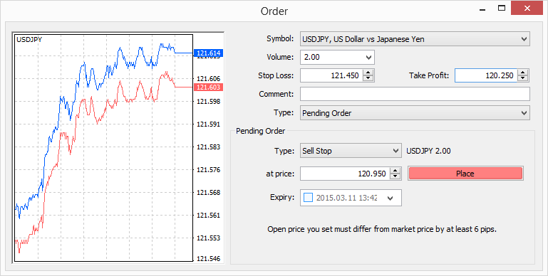 Na MetaTrader 4 estão disponíveis vários tipos de ordens, incluindo de mercado, pendentes e stop