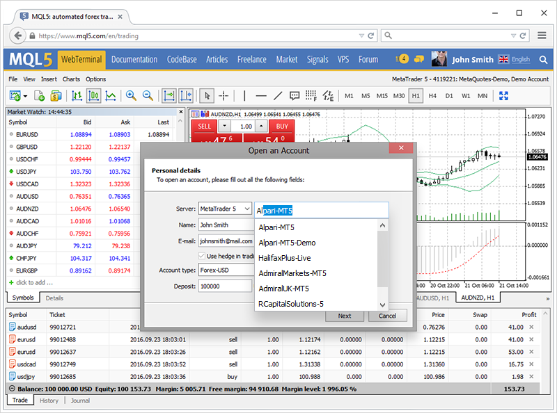 demo forex metatrader 5