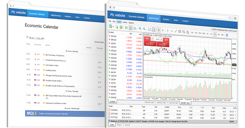 Deux outils pour le Forex prêts à l'emploi pour votre site : la Plateforme Web et le Calendrier Economique