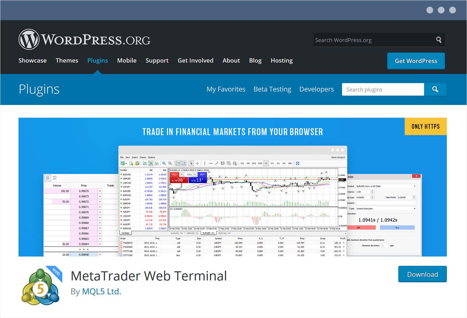 Plugin do terminal da Web MetaTrader para WordPress