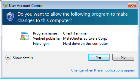 Update in MS Windows Vista