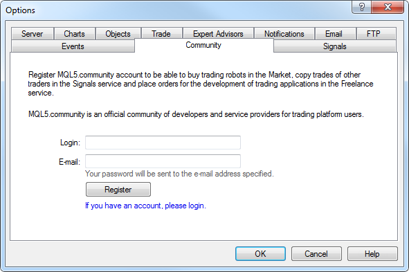 Registration of MQL5.community account