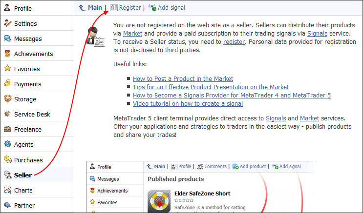 Start registration as a Signals Provider Start registration as a Signals Provider