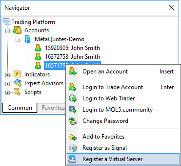 Registering a virtual server