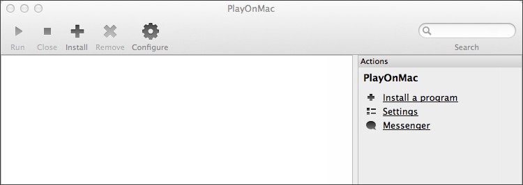 Главное окно PlayOnMac